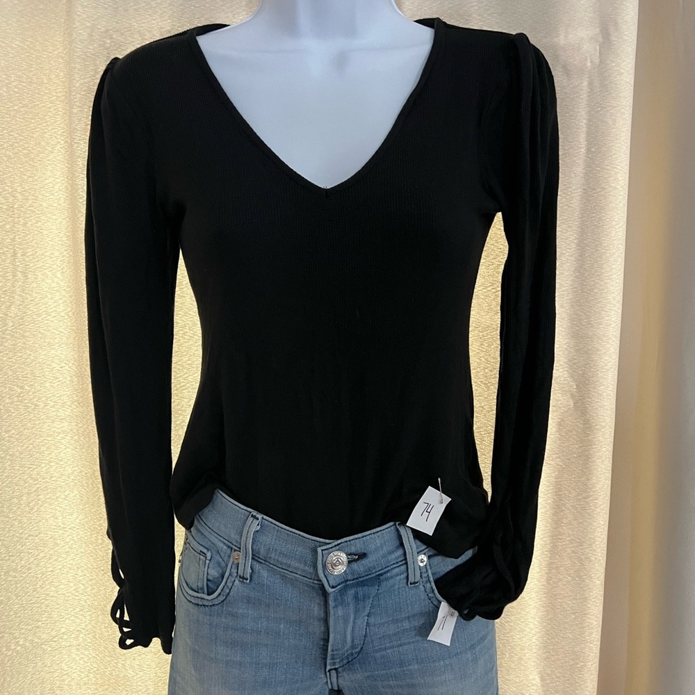 Express Black Long Sleeve V-Neck Top